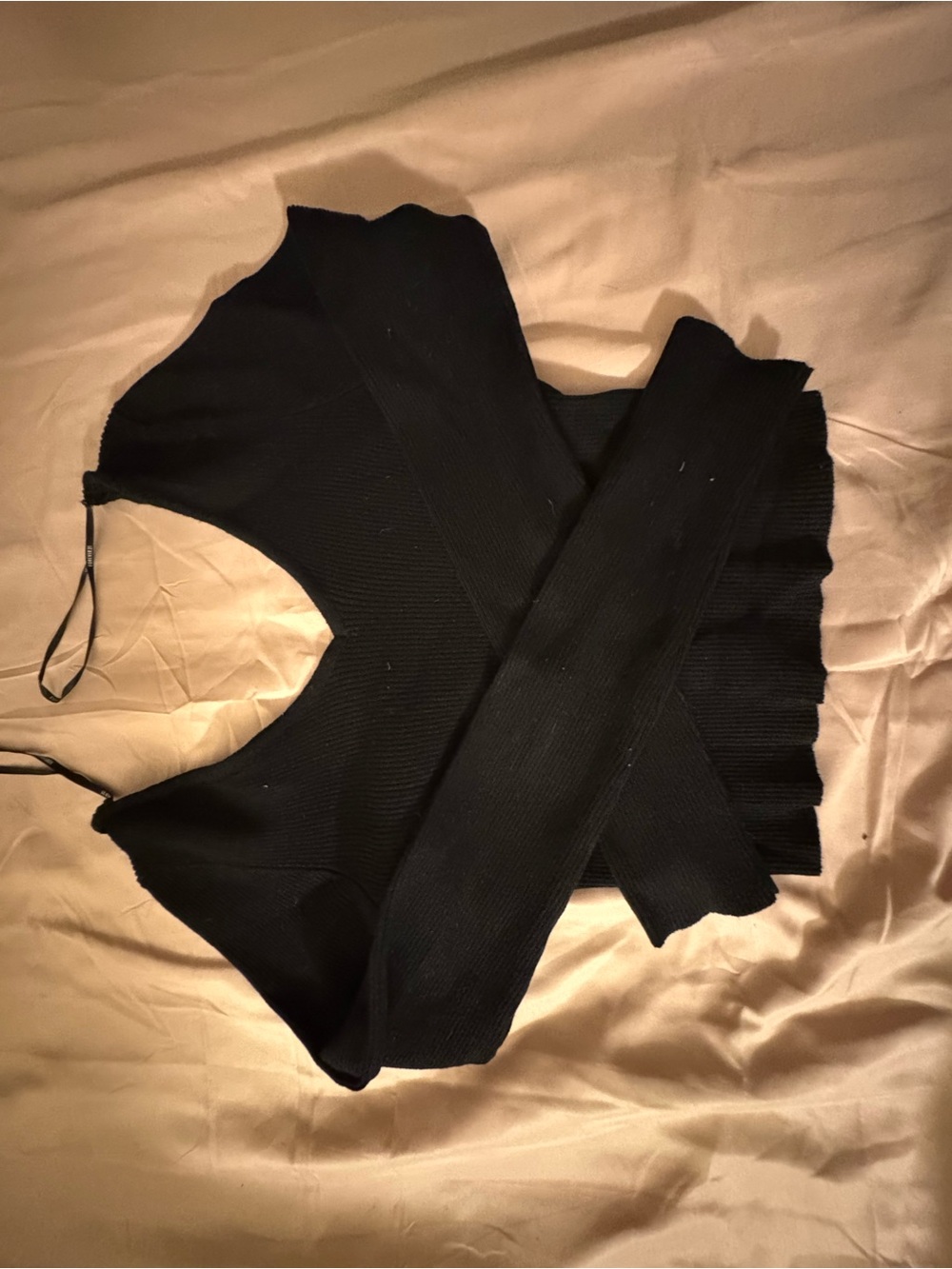 Forever 21 Black Ribbed Cross-Front Top